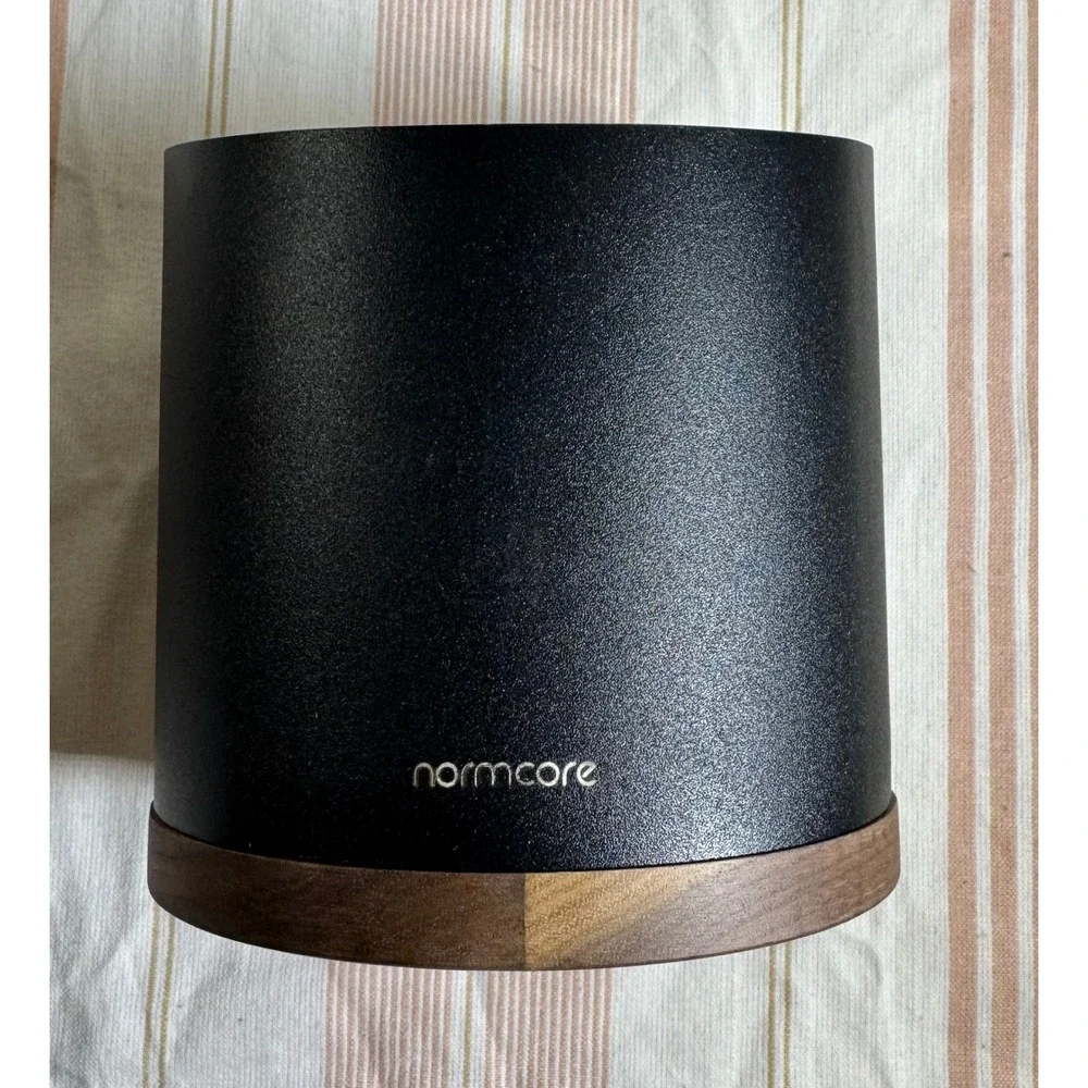 Normcore Espresso Knock Box Matte Black Walnut Wood Base Coffee Grounds Bin